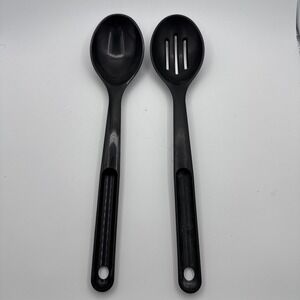 Set Of 2 Vintage Tupperware Nylon Slotted & Solid Serving Spoon 12"